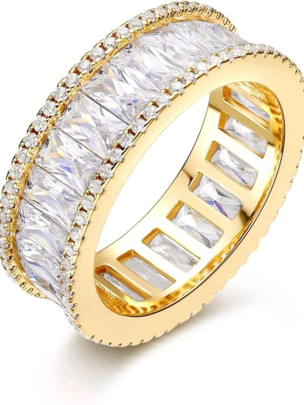 MDFUN 18K Gold Plated Eternity Wedding Band for Women